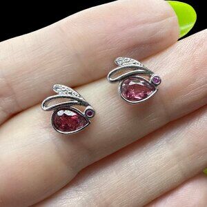 Bunny rabbit abstract ruby earrings gemstone jewelry fashion accessories NEW
